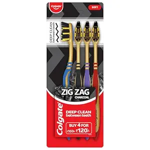 Colgate Zig Zag Charcoal Toothbrush Pack of 4